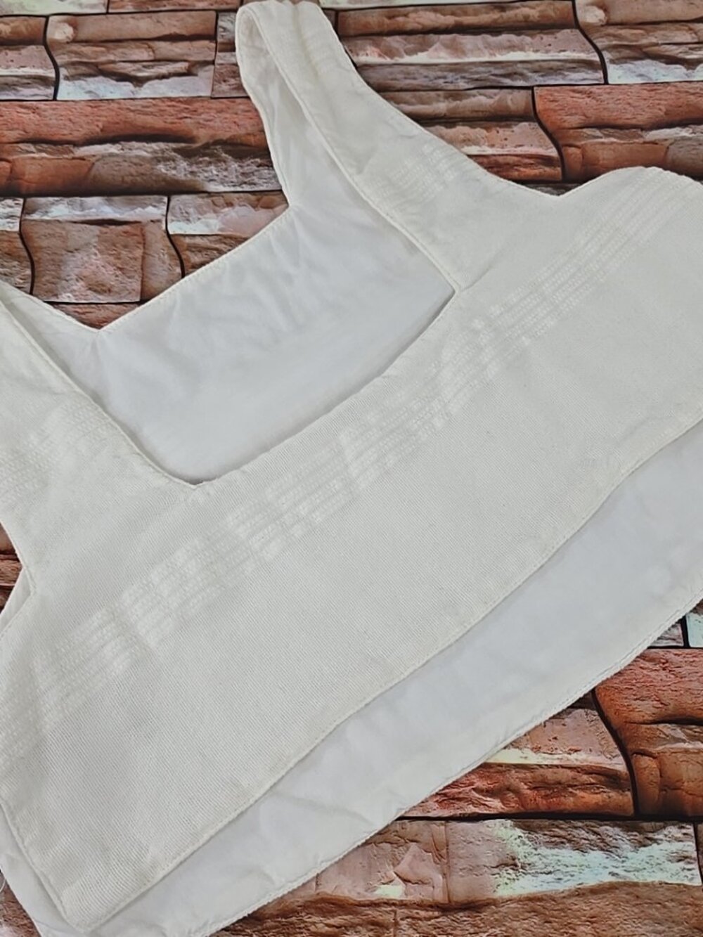 FREE PEOPLE WOMEN'S SIZE XS WHITE CROP TOP COTTON LINEN WITH SIDE BUTTONS LINED. - Picture 2 of 16